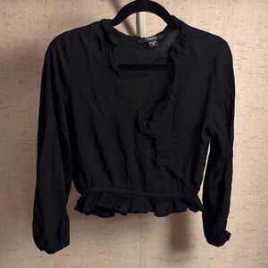 Elegant Black Ruffled Women's Blouse